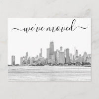 Chicago Skyline Moving Announcement Postcard