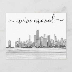 Chicago Skyline Moving Announcement Postcard