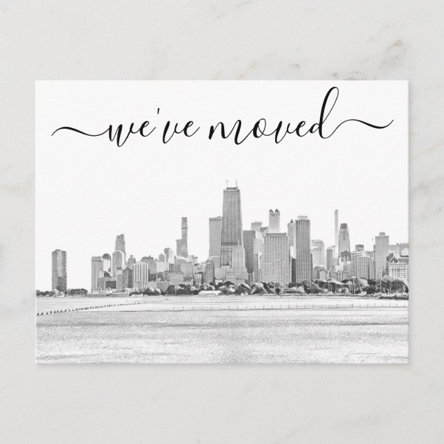 Chicago Skyline Moving Announcement Postcard (Front)