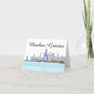 Chicago Skyline Muchas Gracias Thank You Card
