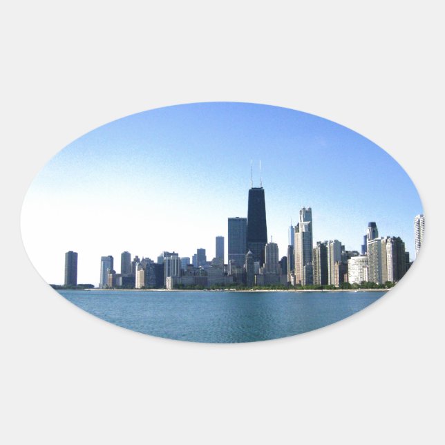 Chicago Skyline Oval Sticker (Front)