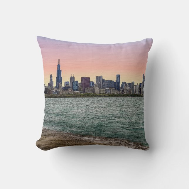 Chicago Skyline Painterly Cushion (Front)