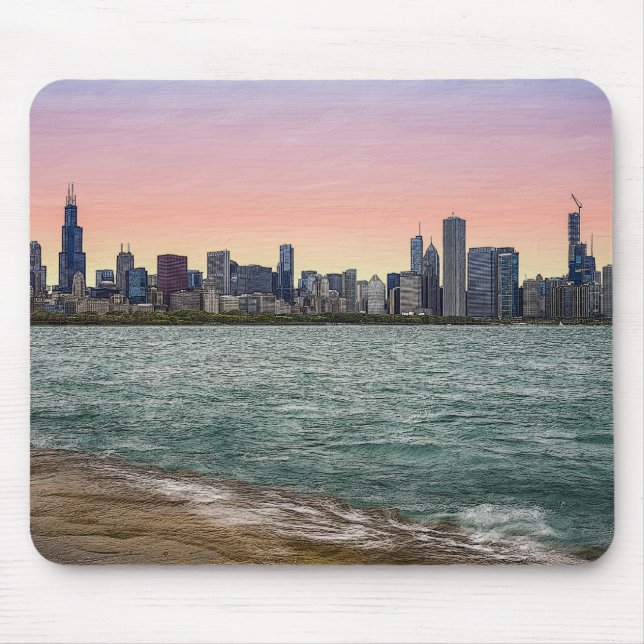 Chicago Skyline Painterly Mouse Pad (Front)