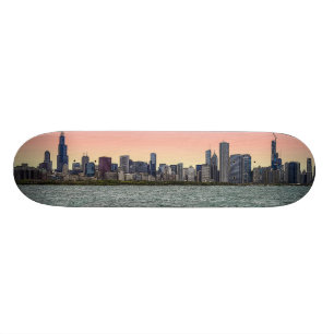 Chicago Skyline Painterly Skateboard