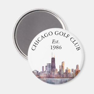 Chicago Skyline Personalised Golf Club Name Magnet