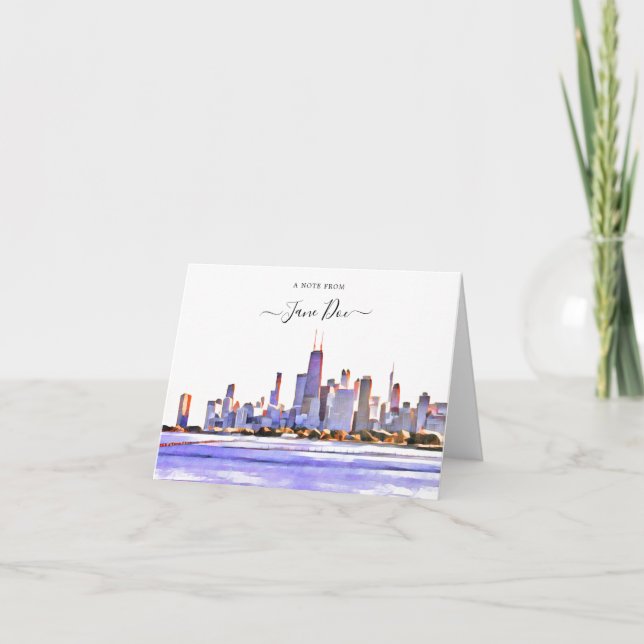 Chicago Skyline Personalised Note Card (Front)