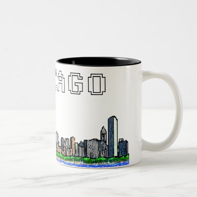 Chicago Skyline Pixel Art Coffee Mug (Right)