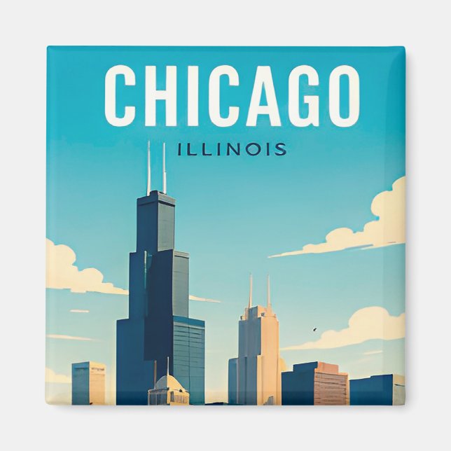 Chicago Skyline Reflections Magnet (Front)