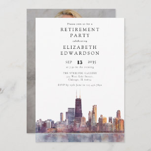 Chicago Skyline Retirement Party Photo Invitation
