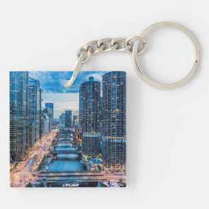 Chicago Skyline River City Key Ring