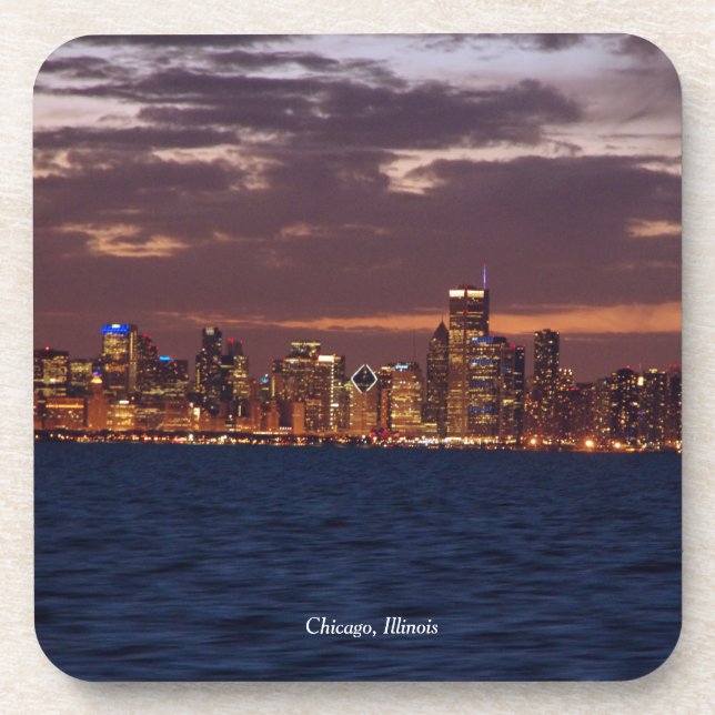 Chicago Skyline set of 6 plastic coasters (Front)