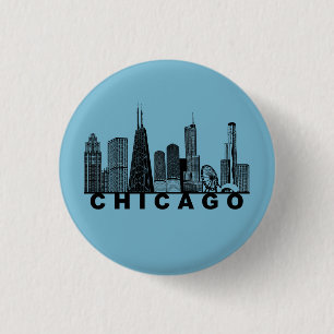 Chicago Skyline Silhouette  3 Cm Round Badge