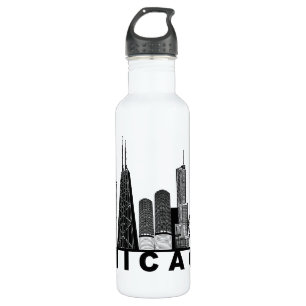 Chicago Skyline Silhouette  710 Ml Water Bottle