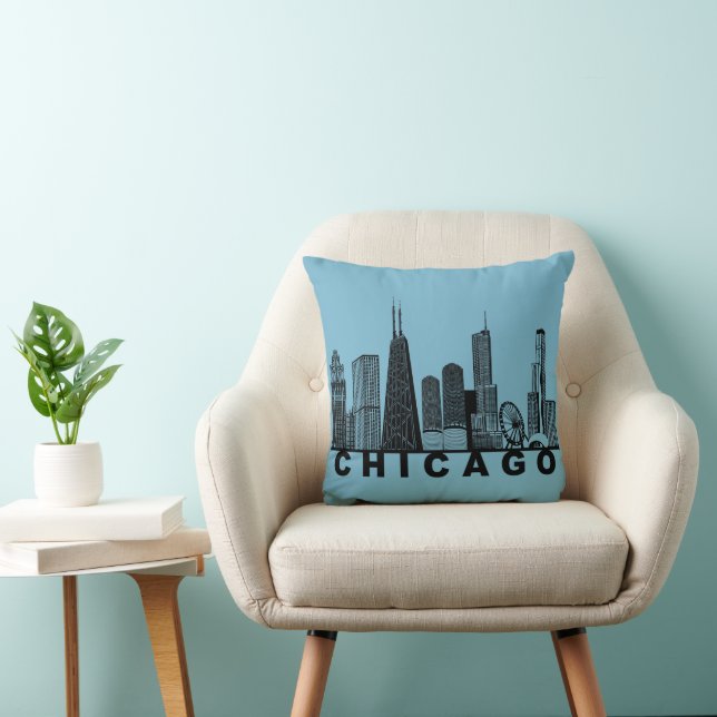 Chicago Skyline Silhouette  Cushion (Chair)