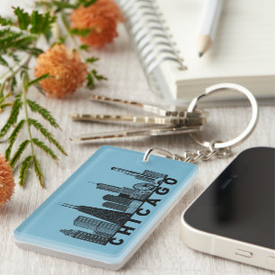 Chicago Skyline Silhouette  Key Ring