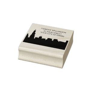Chicago Skyline Silhouette Return Address Rubber Stamp