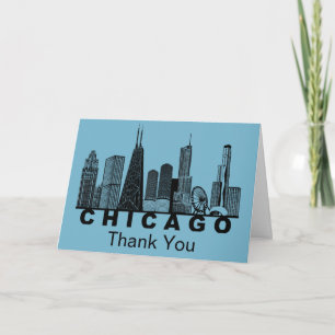 Chicago Skyline Silhouette  Thank You Card