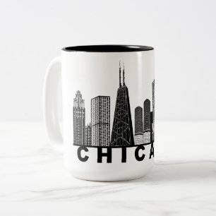 Chicago Skyline Silhouette Two-Tone Coffee Mug