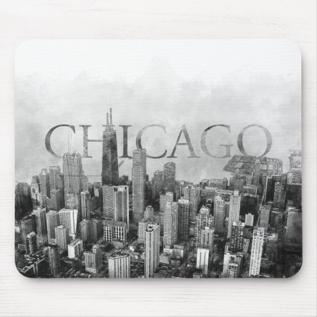 Chicago Skyline Sketch Mouse Pad (Front)