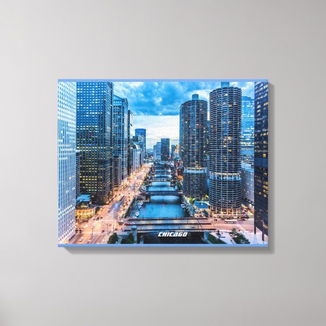 Chicago Skyline Skyscrapers River Canvas Print (Front)