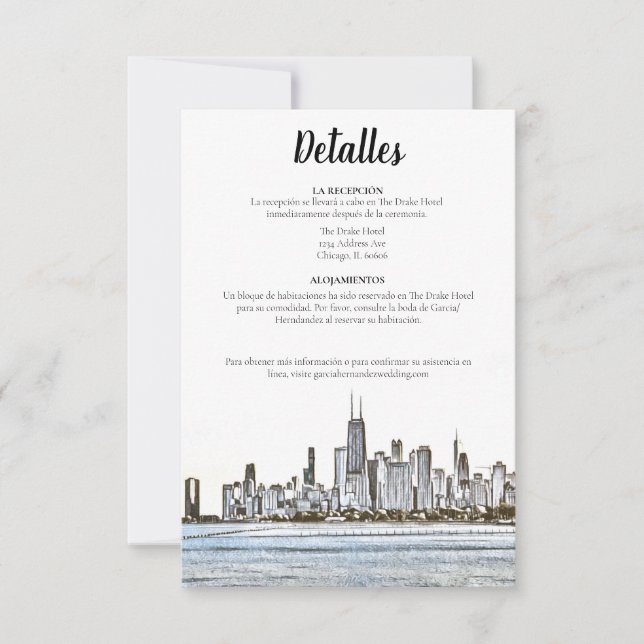 Chicago Skyline Spanish Details Card (Front)