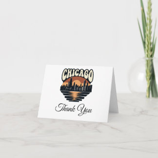 Chicago Skyline Thank You Card | Vintage Art Style