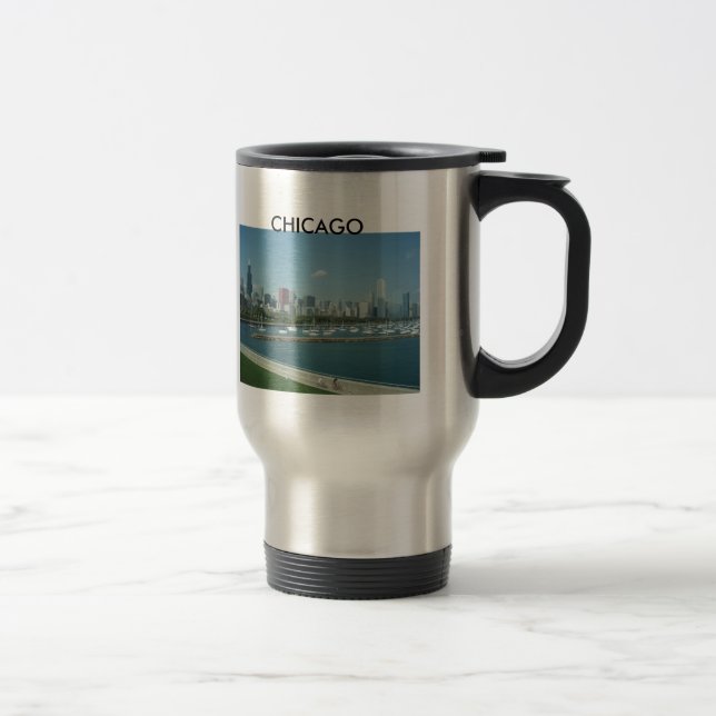 Chicago Skyline Travel Coffee Mug Cup (Right)