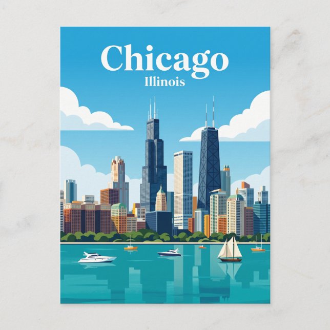 Chicago Skyline USA Postcard (Front)