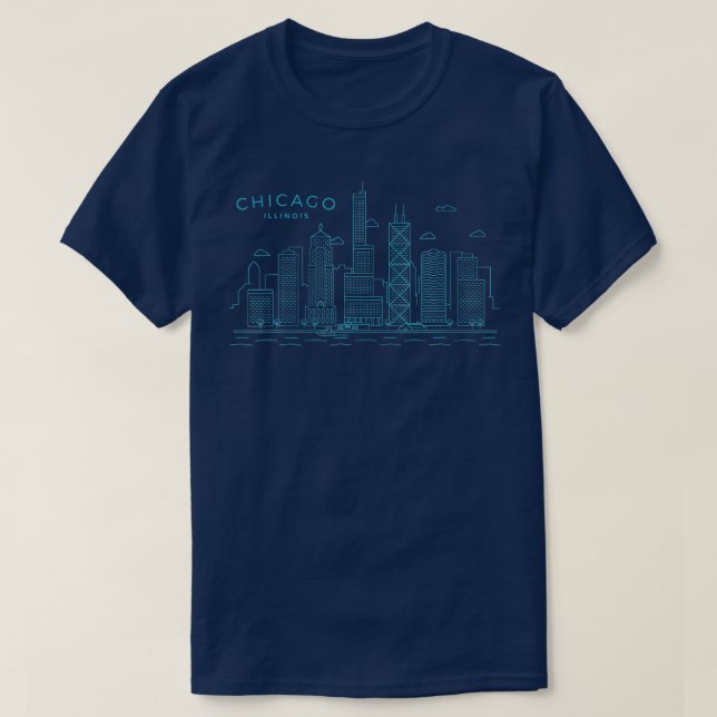 Chicago Skyline Vintage Chicago Illinois 1  T-Shirt (Design Front)