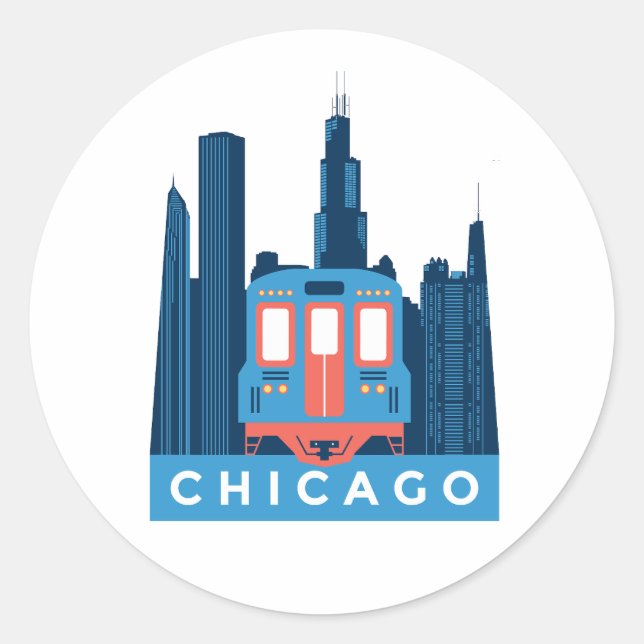 Chicago Skyline Vintage Travel   Classic Round Sticker (Front)