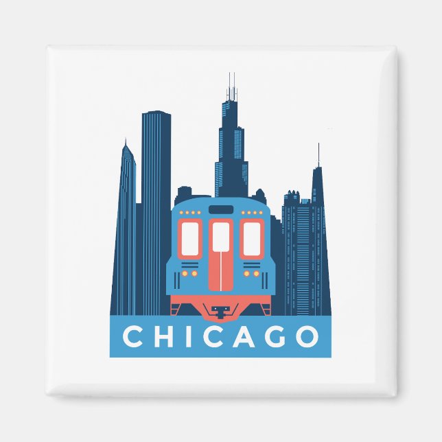 Chicago Skyline Vintage Travel   Magnet (Front)