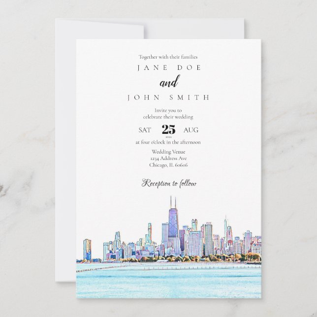 Chicago Skyline Wedding Invitation (Front)