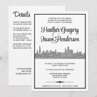 Chicago Skyline Wedding Invitation with QR Code