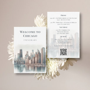 Chicago Skyline Wedding Itinerary QR Code Enclosure Card