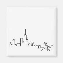 Chicago Skyline with Lighthouse Small Magnet - 2x2