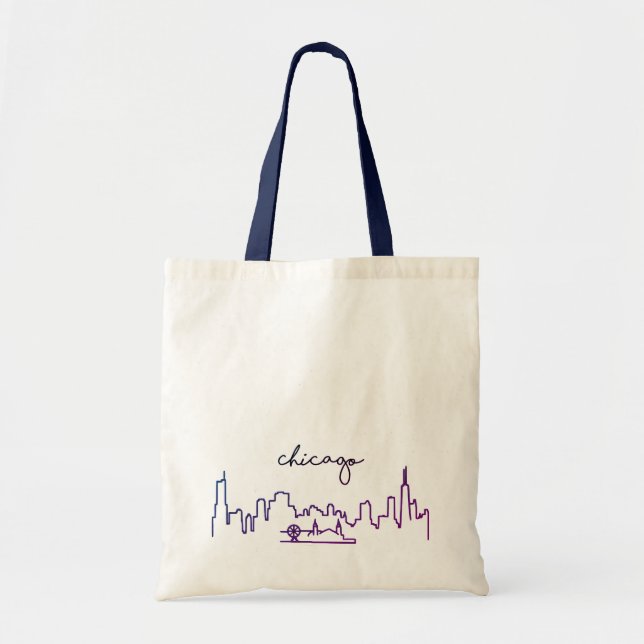 Chicago Skyline with Navy Pier Tote Bag (Front)