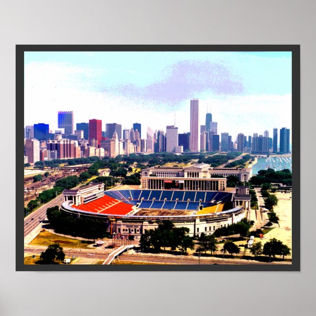 Chicago Skyline Wrigley Field Poster (Front)