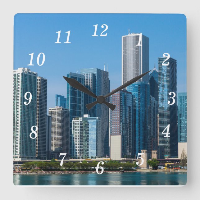Chicago Skyscrapers Square Wall Clock (Front)