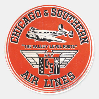 Chicago & Southern Air Lines logo Classic Round Sticker