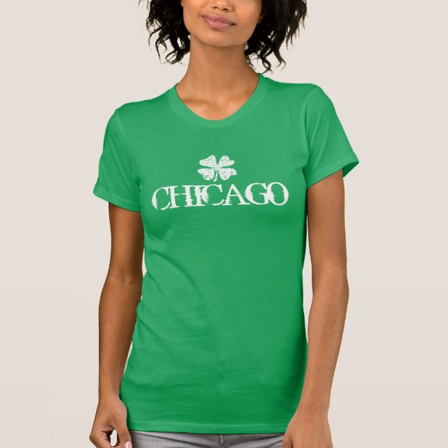 Chicago St Patricks Day t shirt with shamrock logo (Front)