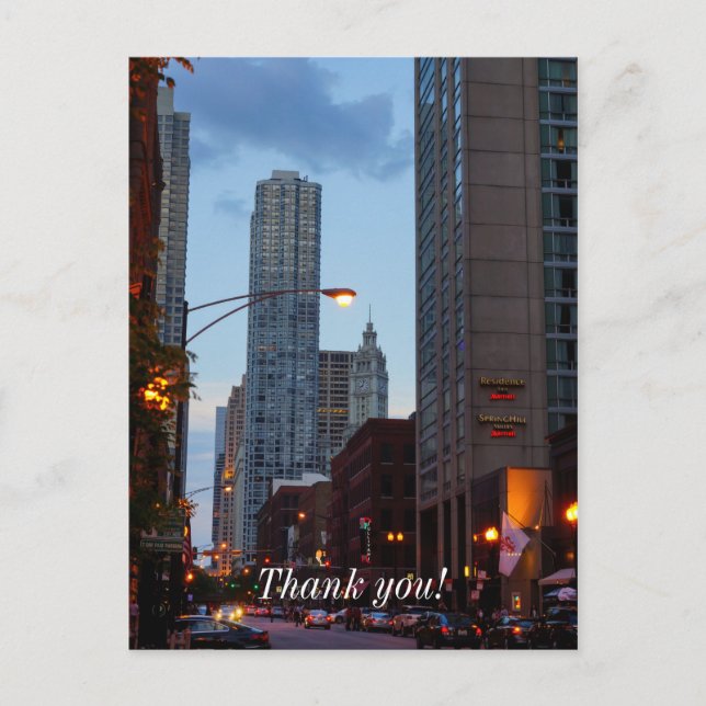 Chicago Street Scene Thank You Postcard (Front)