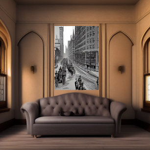 Chicago streets year 1890   AI Art  Poster