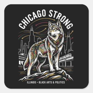 Chicago Strong Grey Wolf Great Migration Heritage Square Sticker