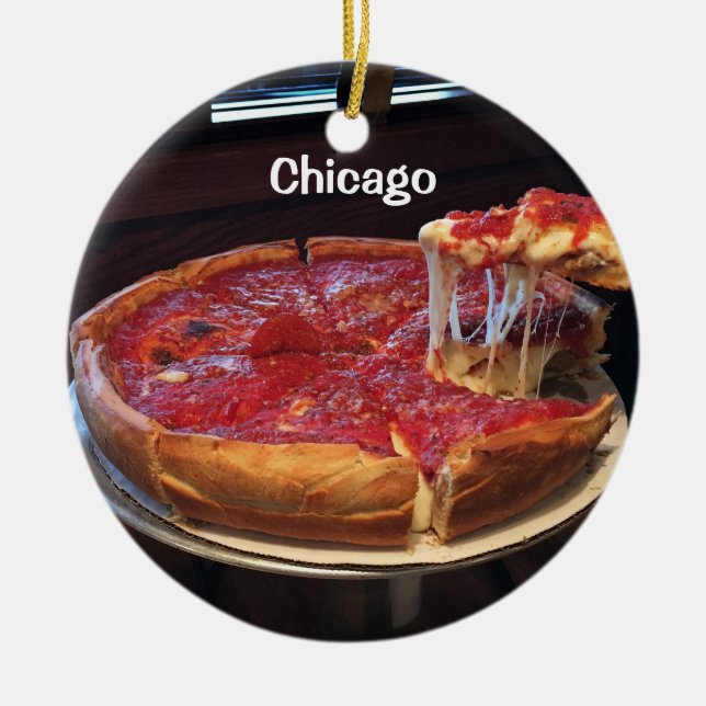 Chicago Style Deep Dish Ceramic Tree Decoration (Front)