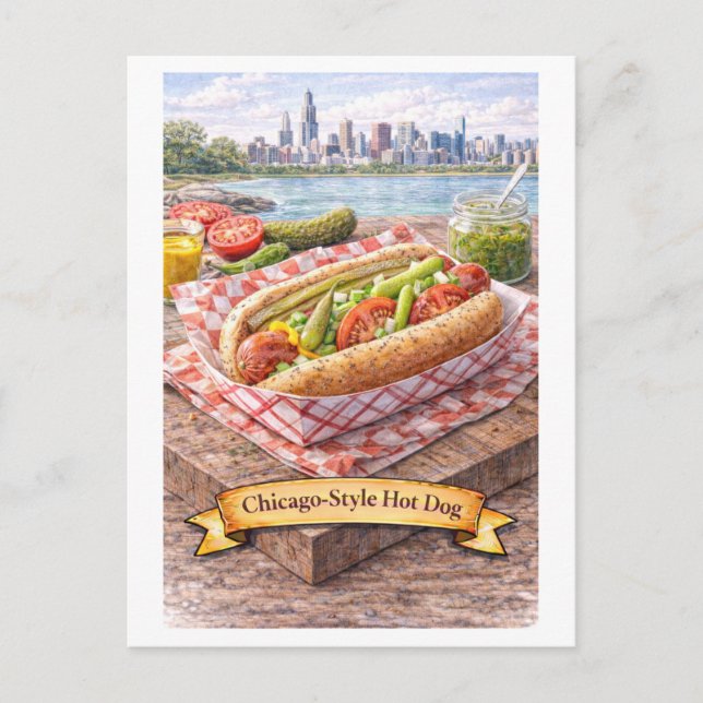 Chicago-Style Hot Dog (American Food Series) Postcard (Front)