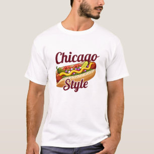 Chicago Style Hot Dog Classic Foodie Illustration T-Shirt