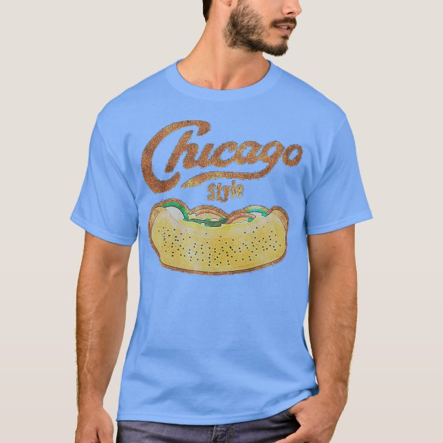 Chicago Style Hot Dog Distressed T-Shirt (Front)