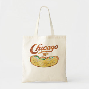 Chicago Style Hot Dog Distressed Tote Bag