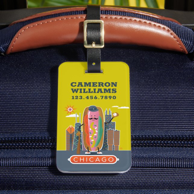 Chicago-Style Hotdog Luggage Tag (Front Insitu 2)