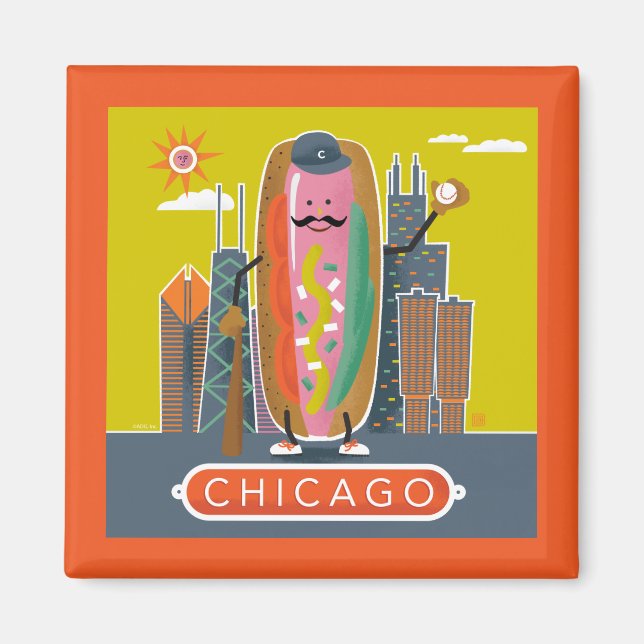 Chicago-Style Hotdog Magnet (Front)